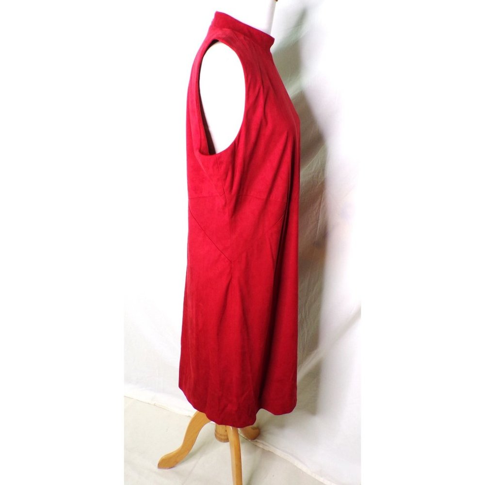 🆕 DONNA KARAN Faux Suede A-Line Mock Neck Dress Rust 12 - Picture 8 of 10